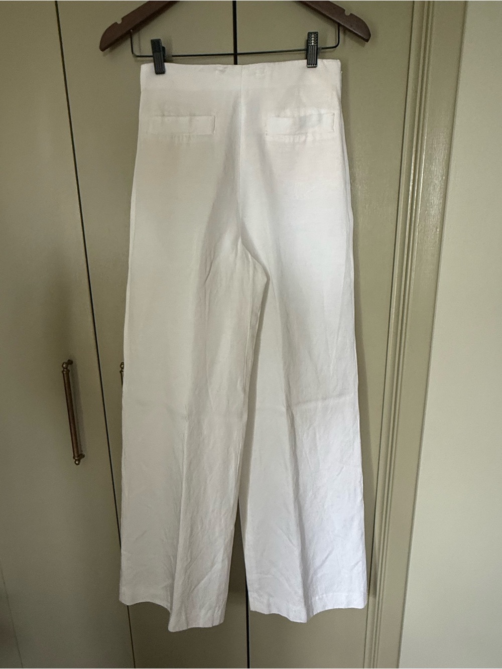Sandro White High Rise Linen Blend Wide Leg Pants Size 36 - Picture 3 of 7